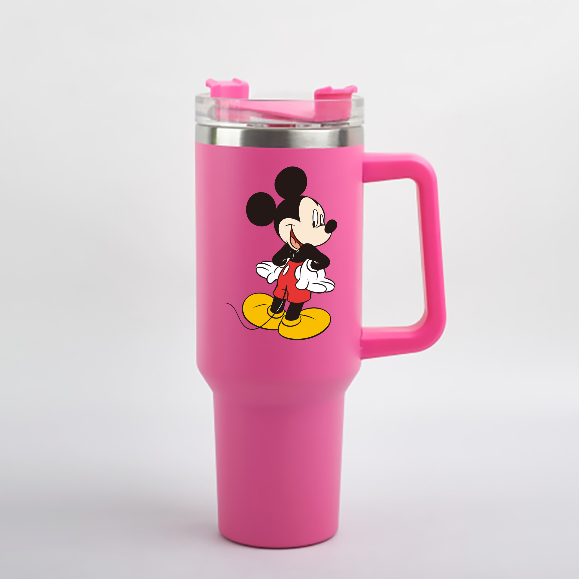 （画像用） ミッキーマウス Mickey Mouse 1200mL車用タンブラー - クリスタルステッカー（プラスチックストロー付き）